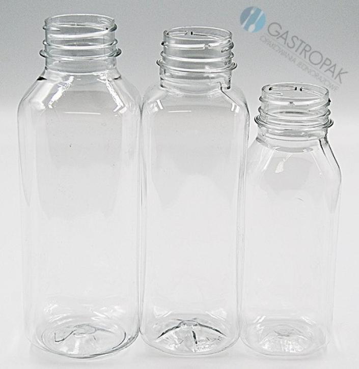 Butelka kwadratowa plastikowa do soków, smoothie 330ml (100)