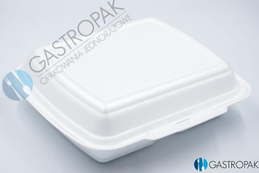 Menu box biały dwukomorowy, pojemnik obiadowy, styropianowy 240/205/70mm (125)