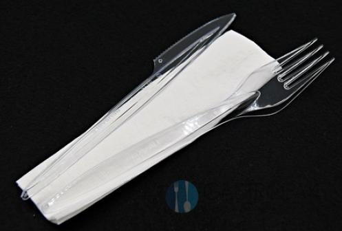 Zestaw Sztućców Transparentny (nóż, widelec, serwetka)