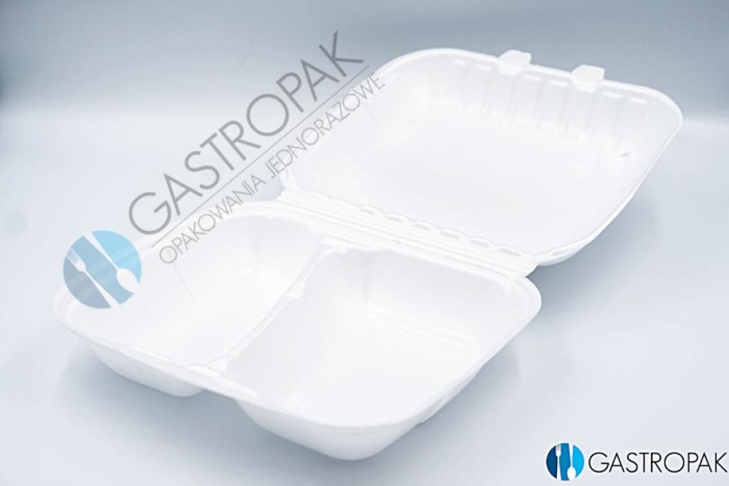 Menu box biały, dwukomorowy, pojemnik obiadowy, styropianowy 245/210/70mm (160)