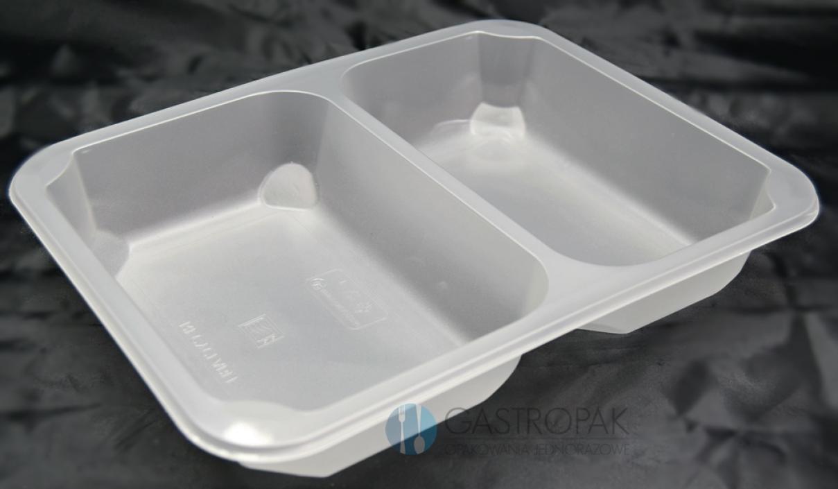 Pojemnik cateringowy dwukomorowy mleczny do zgrzewu Wielorazowy 227/178/40mm (80)