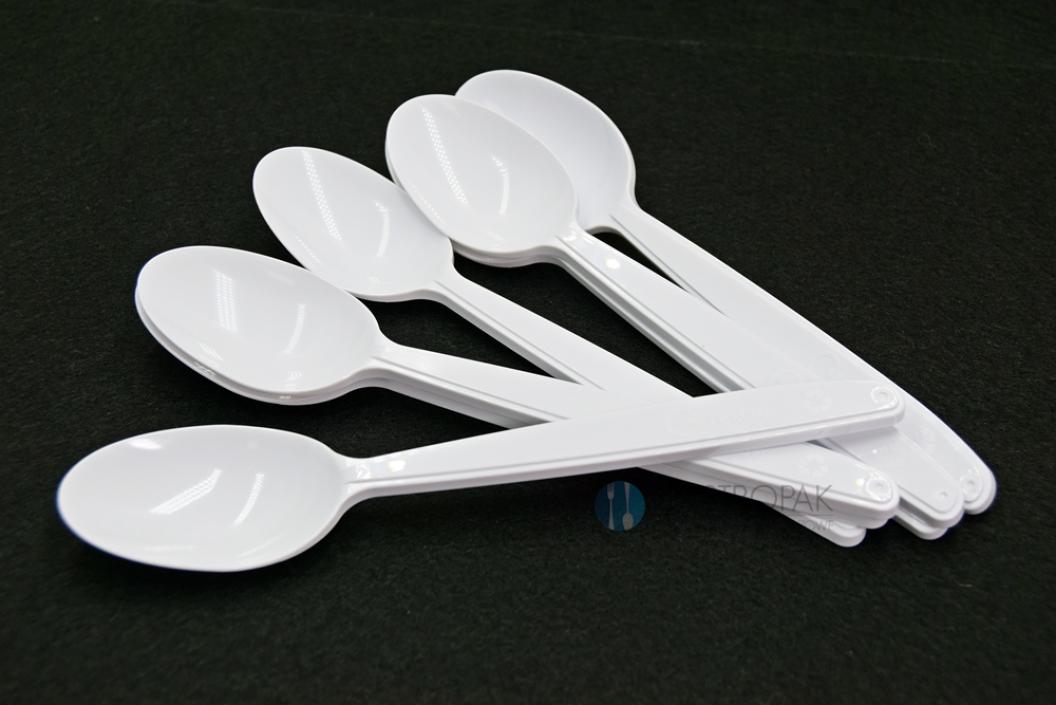 Łyżka biała wielorazowa, bardzo wytrzymała 18,5 cm (50)