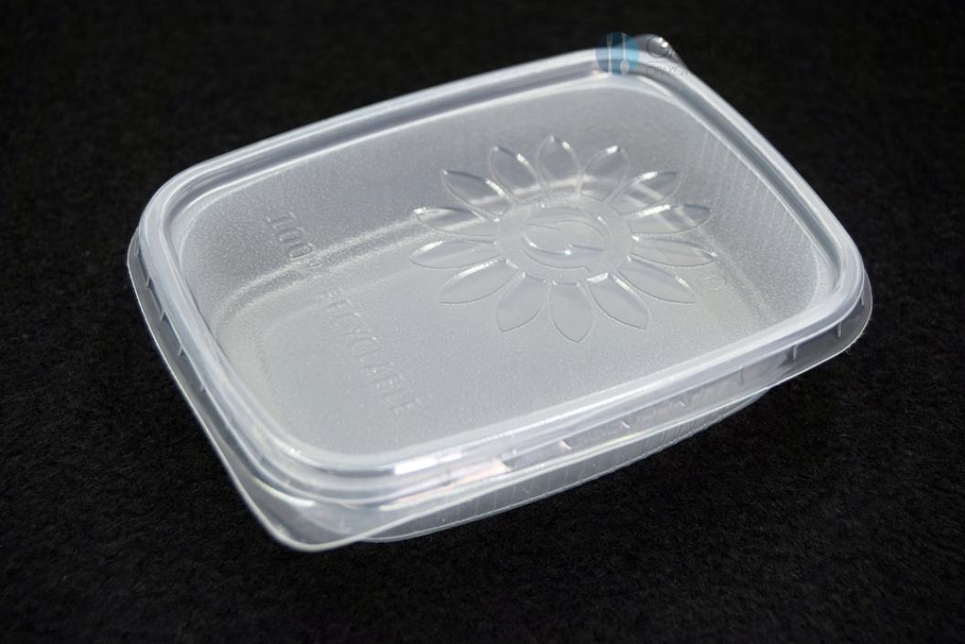Dekiel prostokątny przezroczysty do pojemników 125, 150, 200, 250, 300, 500 ml (100)
