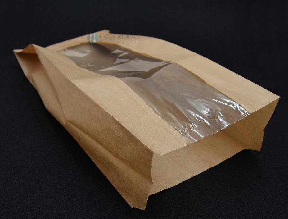 Torebki papierowe z okienkiem brązowa 28/15 cm (1000)