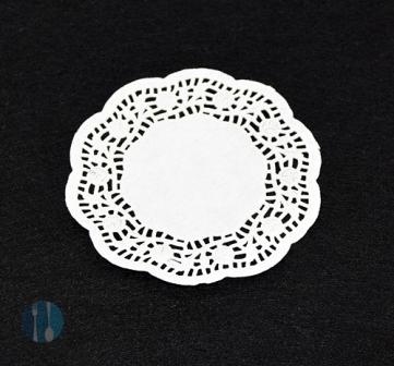 Serwetka papierowa ozdobna ażurowa, cukiernicza okrągła 10cm (100)