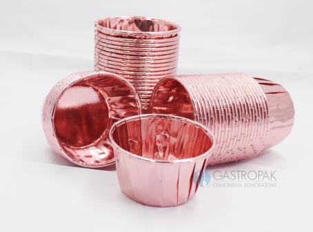 Papilotki do muffinów metaliczny róż 50/39 mm (100)