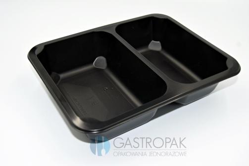 Pojemnik cateringowy dwukomorowy czarny do zgrzewu Wielorazowy 227/178/30mm (80)
