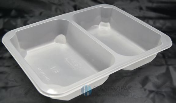 Pojemnik cateringowy dwukomorowy mleczny do zgrzewu Wielorazowy 227/178/40mm (80)
