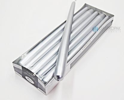 Świeca stożkowa srebrna 290/22 mm (10)