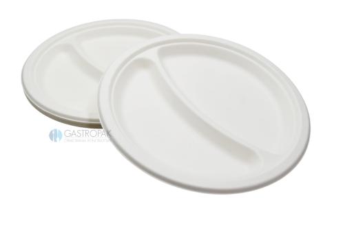 Obrazek dla: Talerz okrągły dwudzielny z trzciny cukrowej EKO 22,5 cm (50)