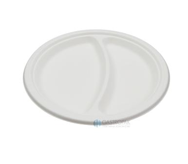 Obrazek 2 dla: Talerz okrągły dwudzielny z trzciny cukrowej EKO 22,5 cm (50)